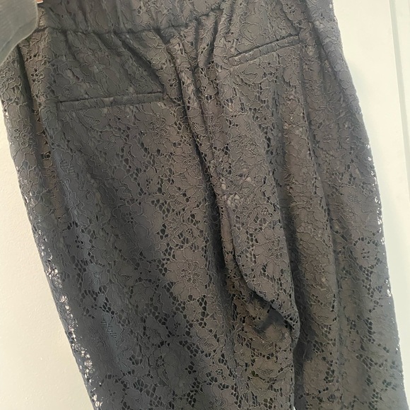 J Crew BLACK LACE Pull On Peyton Pants Size 8 High Rise Wide Leg - Picture 6 of 6
